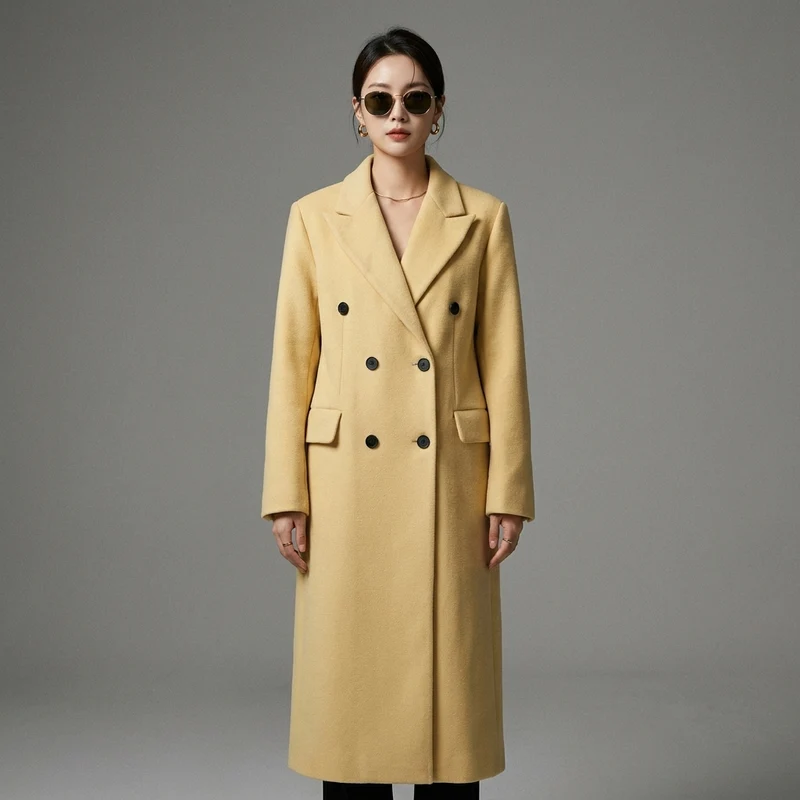 Manteau Long Laine Élégant