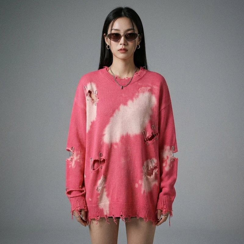 Pull Streetwear Tie-Dye Col Rond
