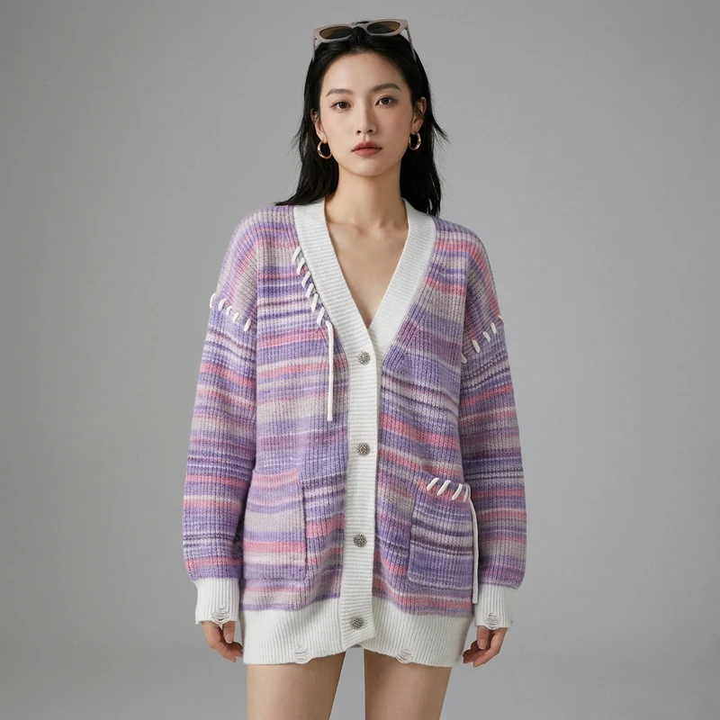 Cardigan Rayé Oversize