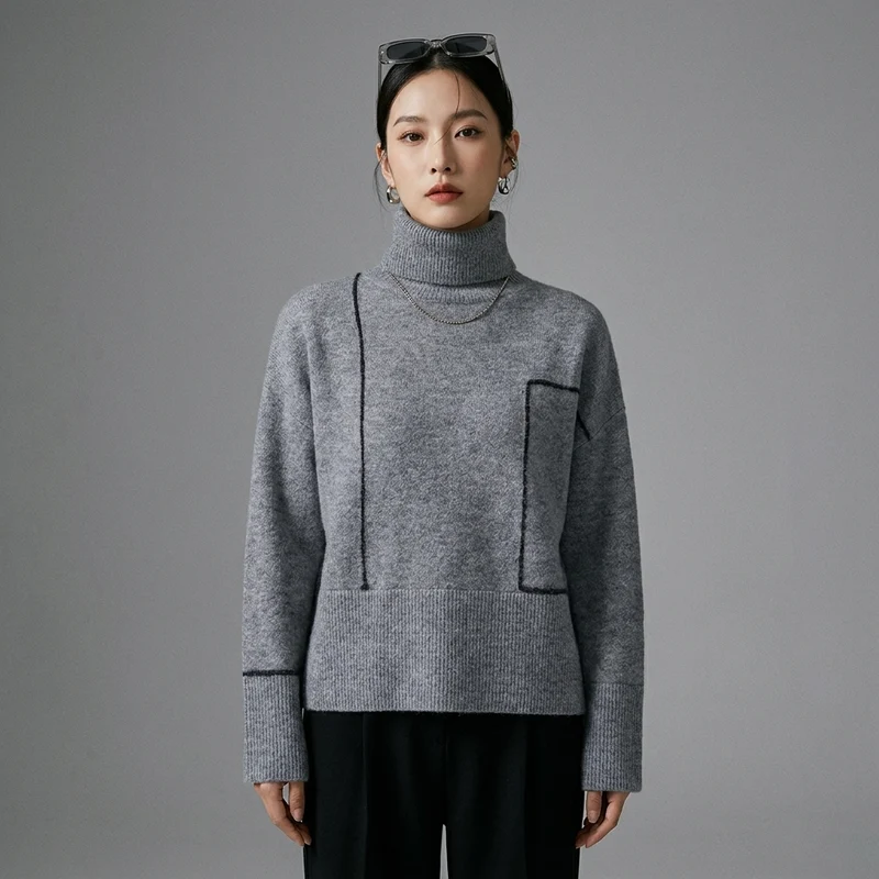 Pull Col Roulé Élégant