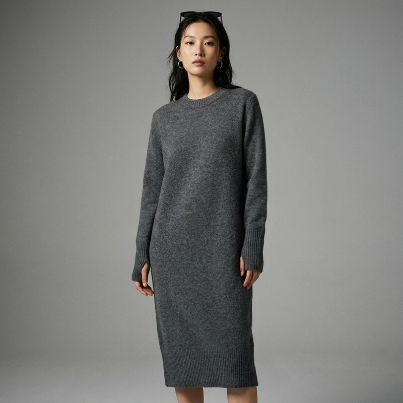 Robe Longue Maille O-neck