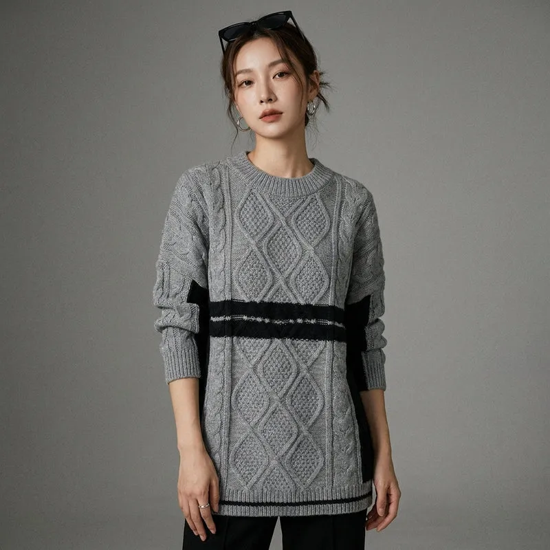 Pull Rayé Oversize Col Rond