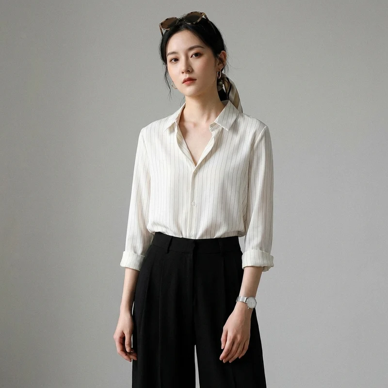 Chemise Rayée Col Polo