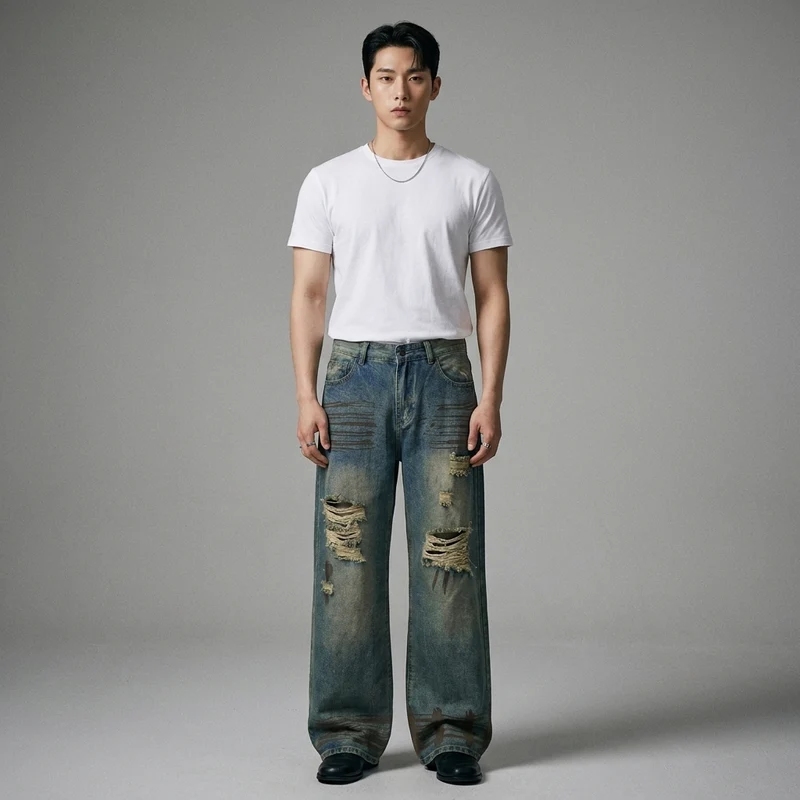 Jean Large Délavé Streetwear