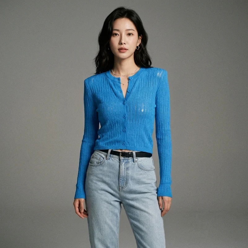 Top Tricot Boutonné Manches Longues