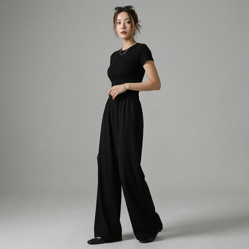 Pantalon Large Taille Haute