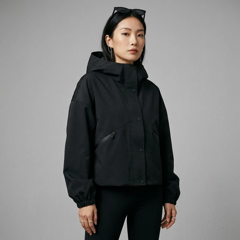 Veste Zippée à Capuche Noire
