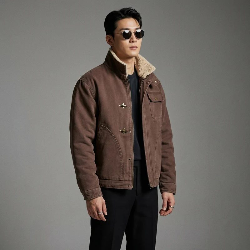 Veste Moto Col Montant Streetwear