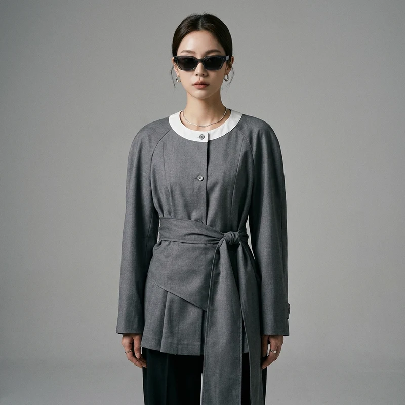 Veste Cintrée Contrastée Élégante