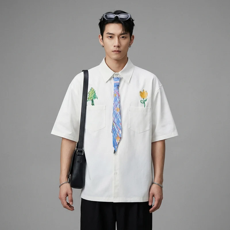 Chemise Imprimée Graffiti Streetwear