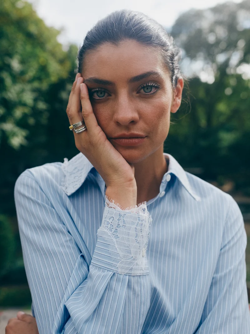 MMElinda Stripe Lace Shirt
