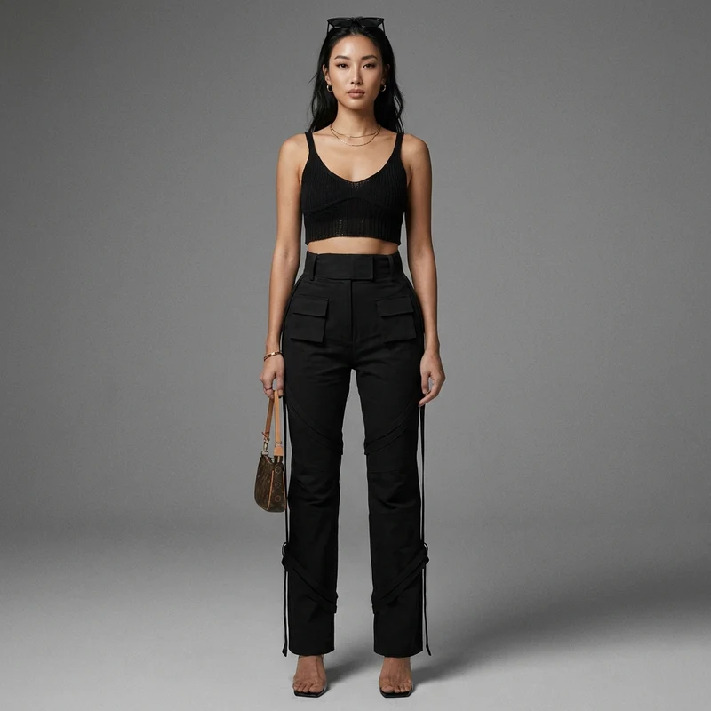 Pantalon Taille Haute Droit Élégant