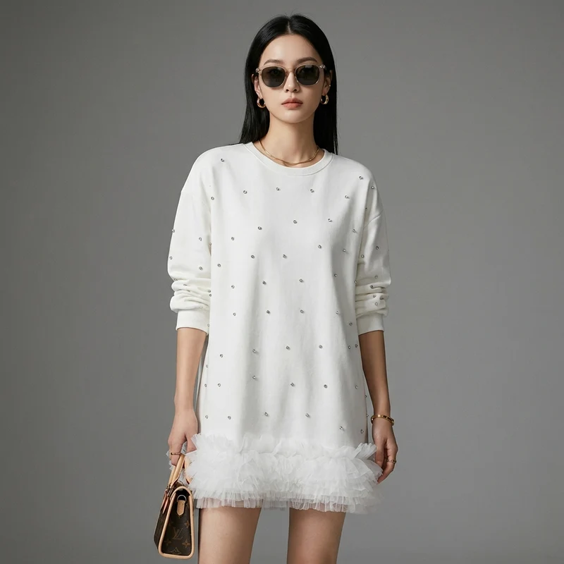 Sweatshirt Diamant Mesh