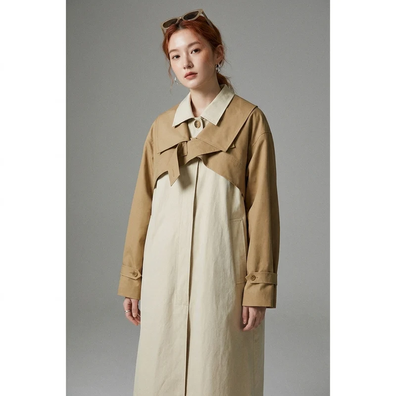 Trench-coat Bicolore Élégant