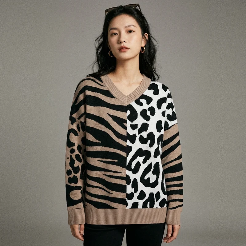 Pull Léopard Col V