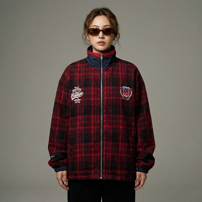 Veste Réversible Carreaux Rétro