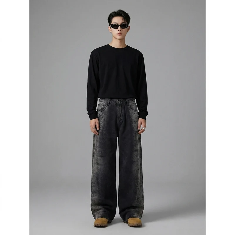 Pantalon Denim Tie-Dye Ample