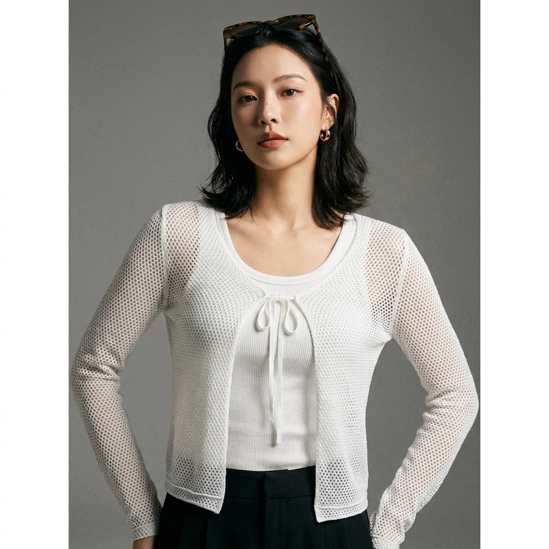 Cardigan Tricoté Nœud Papillon