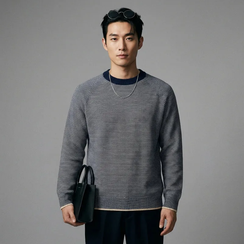 Pull Col Rond Motif Vague