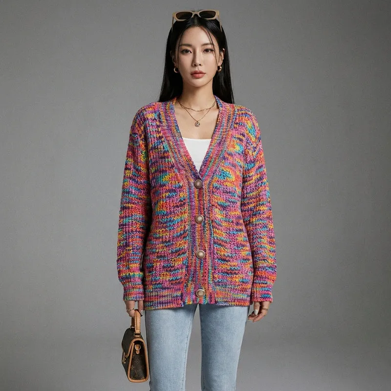 Cardigan Rayé Boutonné Oversize