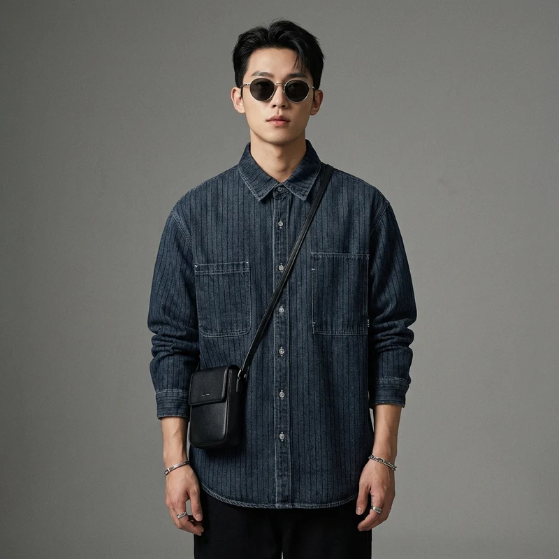 Chemise à Carreaux Denim Décontractée