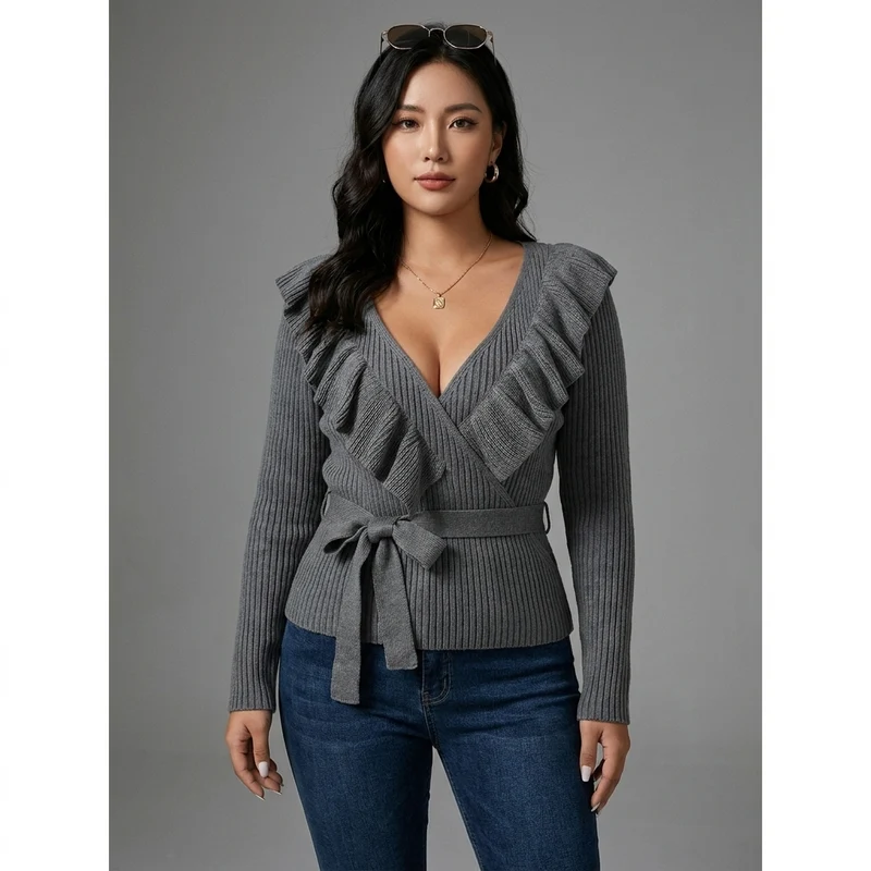 Pull Tricoté Col V Ample