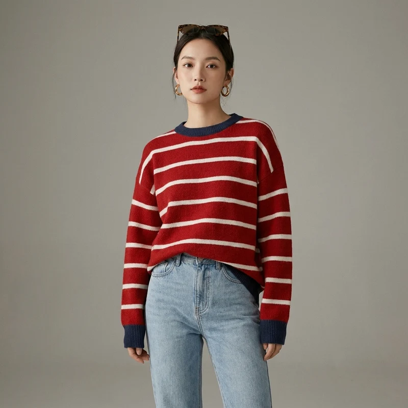 Pull Rayé Col Rond Oversize