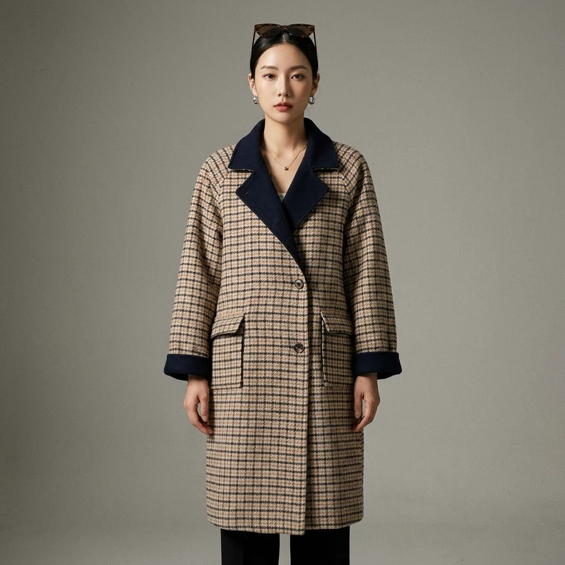 Manteau à Carreaux Réversible