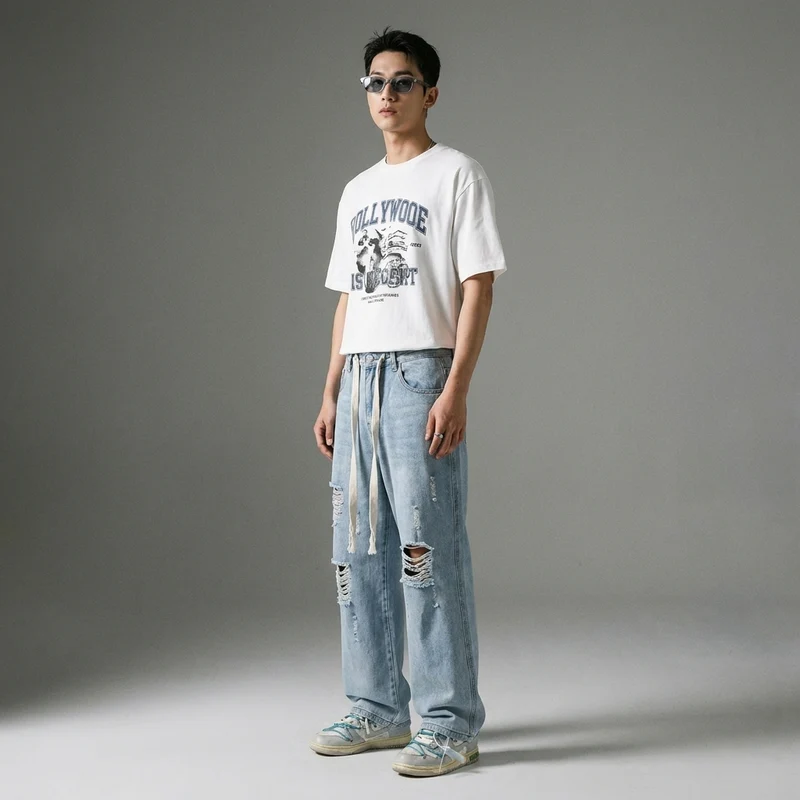 Jeans Détruit Ample