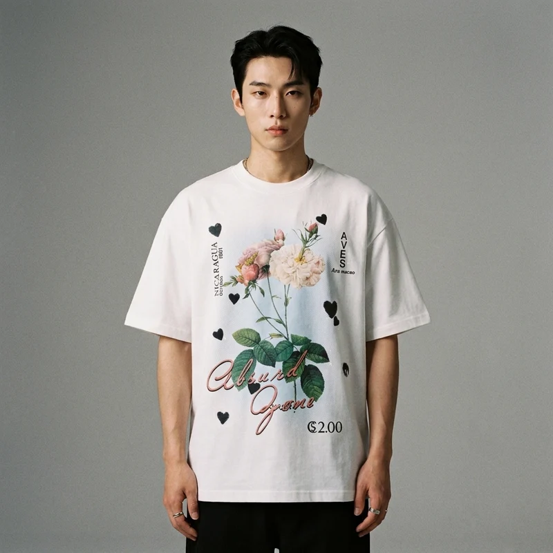 T-Shirt Rose Imprimé Oversize