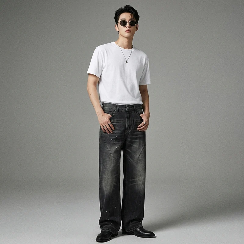 Jeans Ample Effet Usé