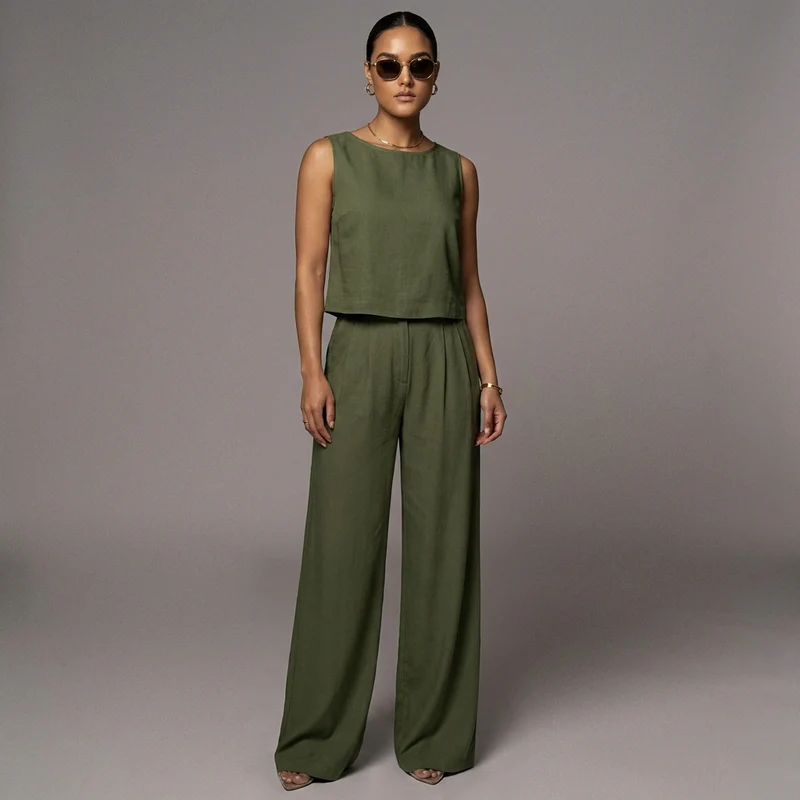 Ensemble Décontracté Vert Militaire