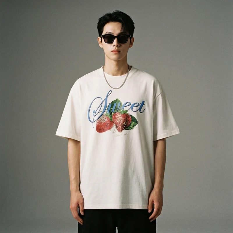 T-Shirt Oversize Fraise Rétro