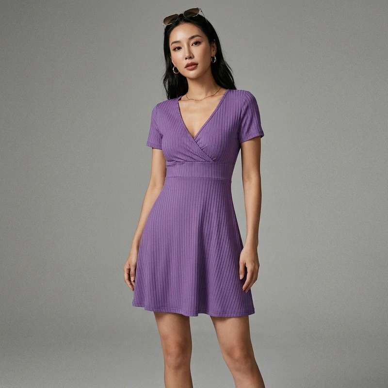 Robe Courte Volants Élégante