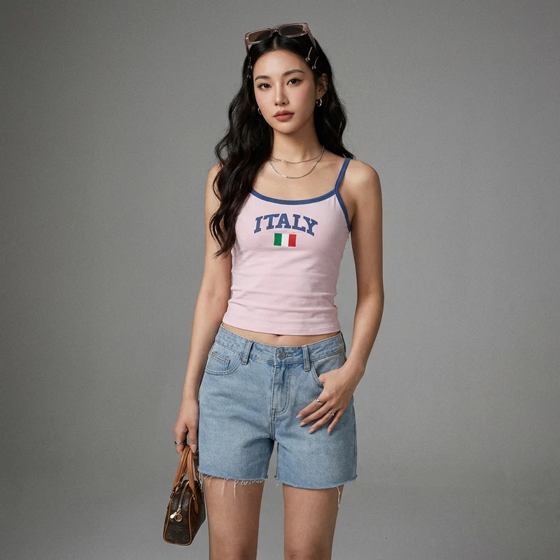 Crop Top Imprimé Italie Y2K