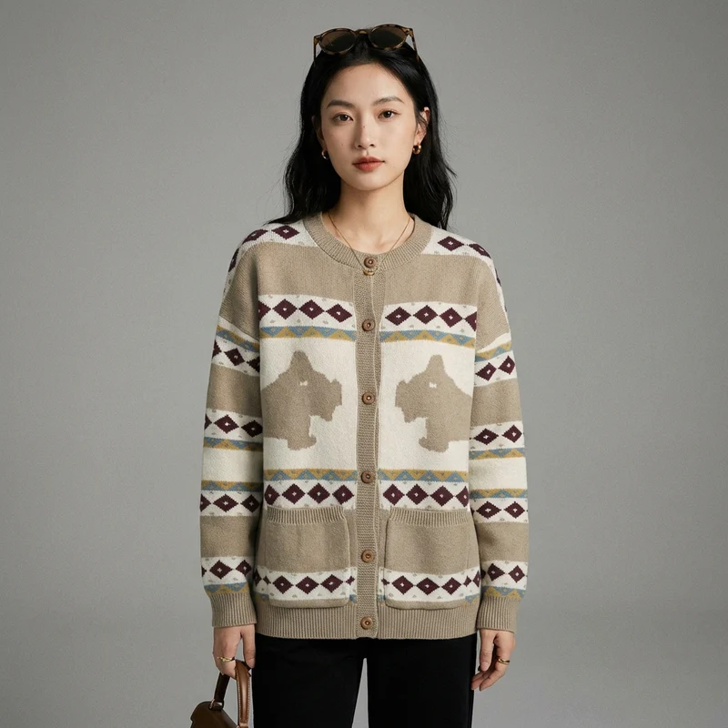 Cardigan Tricot Motif Losanges