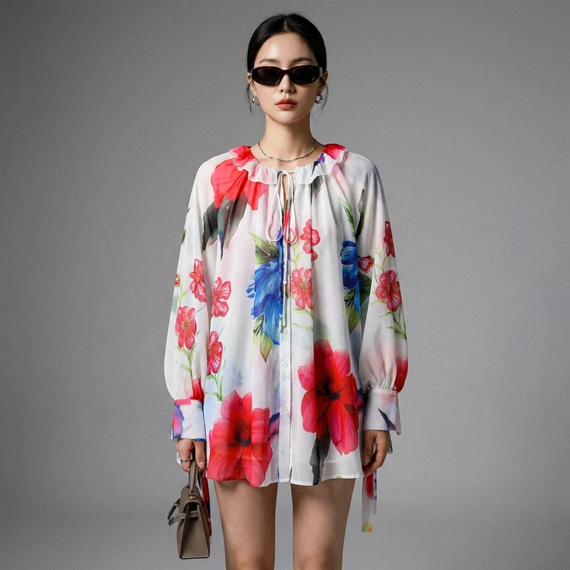 Chemise Imprimée Ample Col Rond