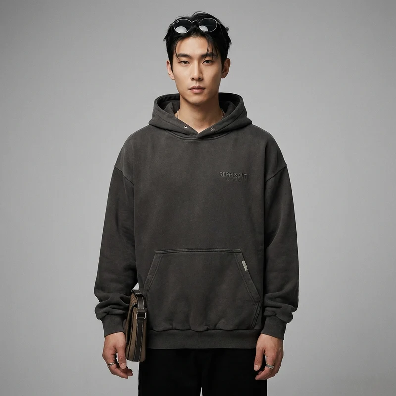 Hoodie Oversize Lavé Brodé