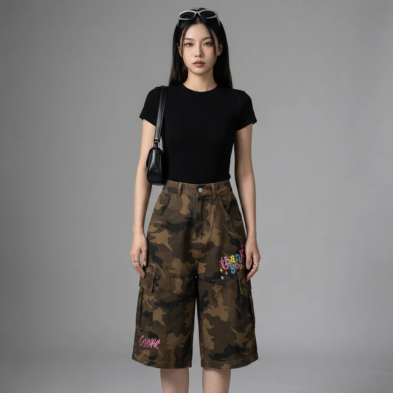Pantalon Cargo Camouflage Droit