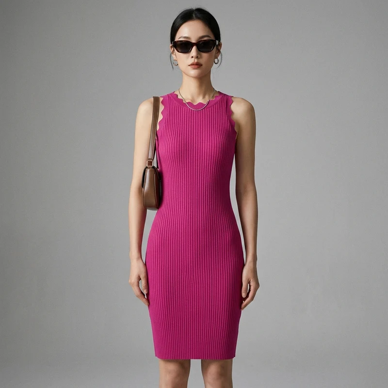 Robe Longue Fendue Maille