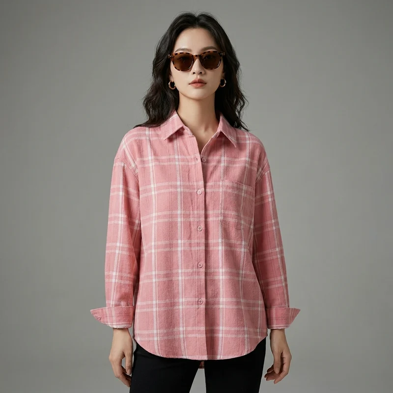 Chemise Plaid Rose Oversize