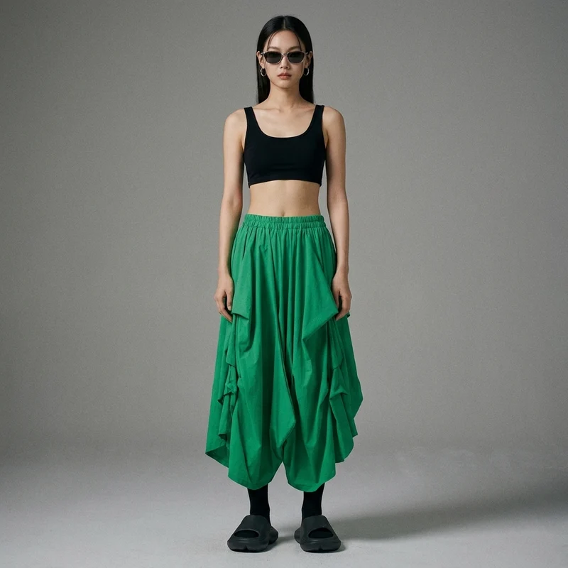 Pantalon Large Asymétrique Noir