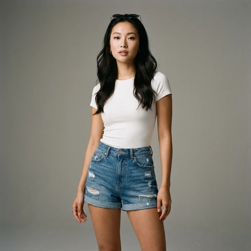 Short en Denim Taille Haute