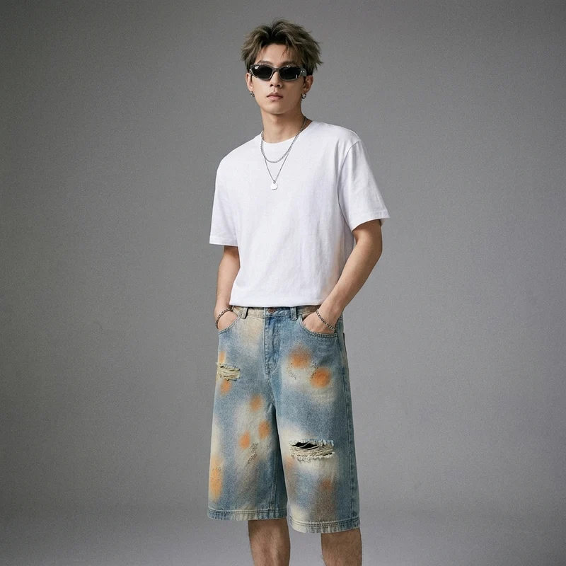 Pantalon Denim Large Délavé