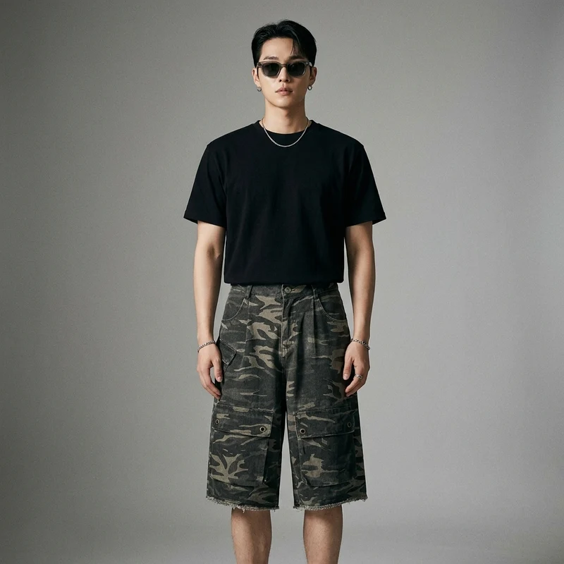 Pantalon Cargo Camouflage Court