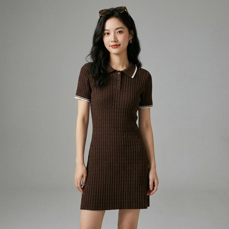 Robe Polo Courte Tricotée