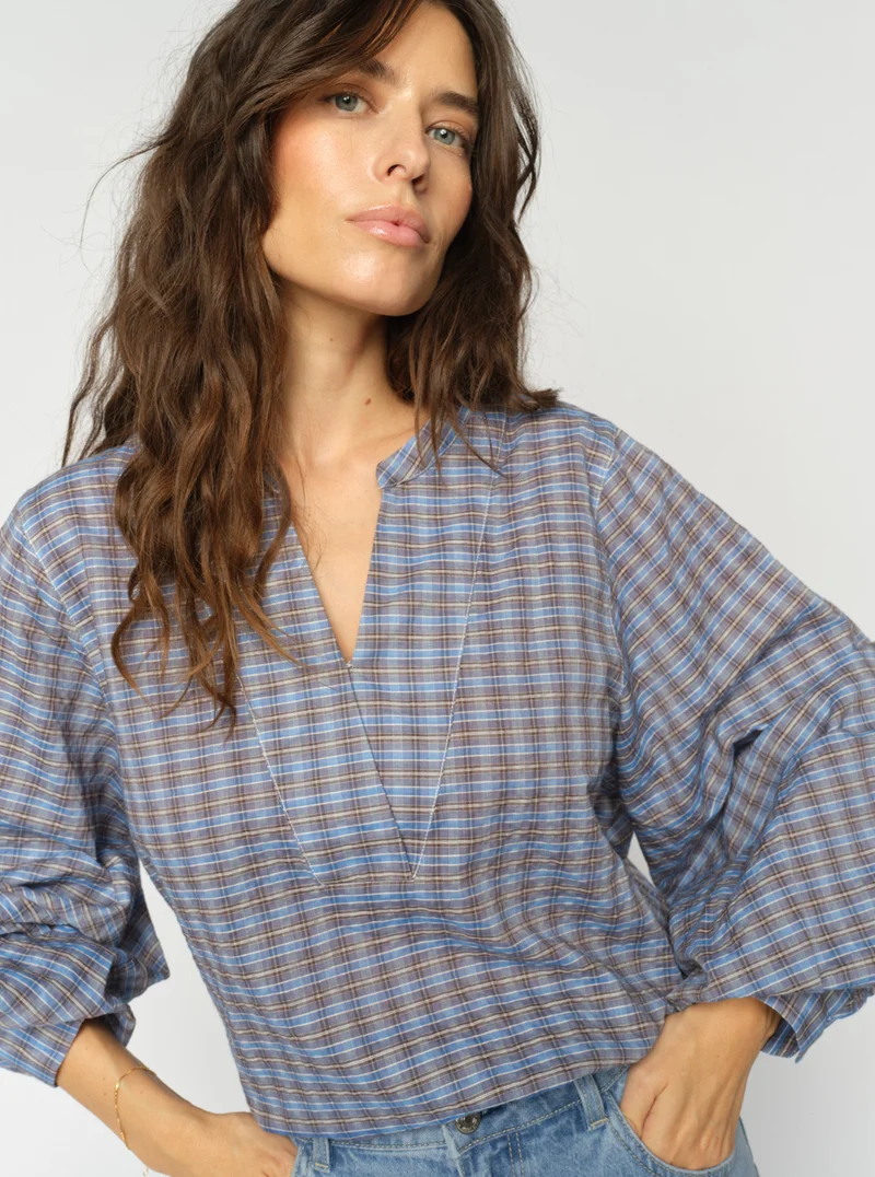 MMYen Check Blouse