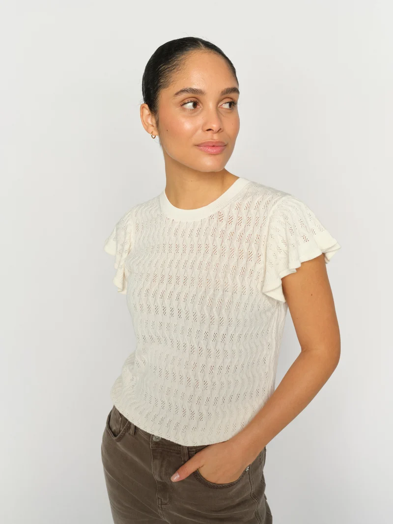 MMGanna Pattern O-Neck Knit Top
