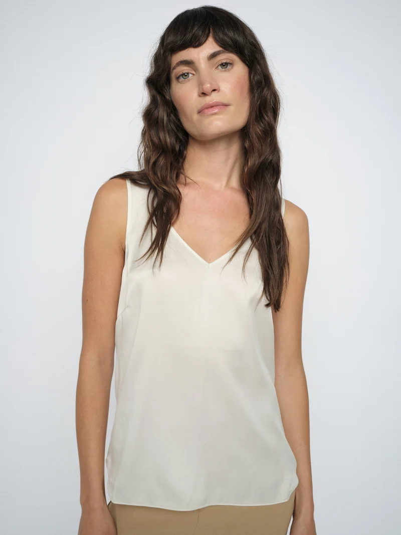 MMAstrid V-Neck Silk Tank Top