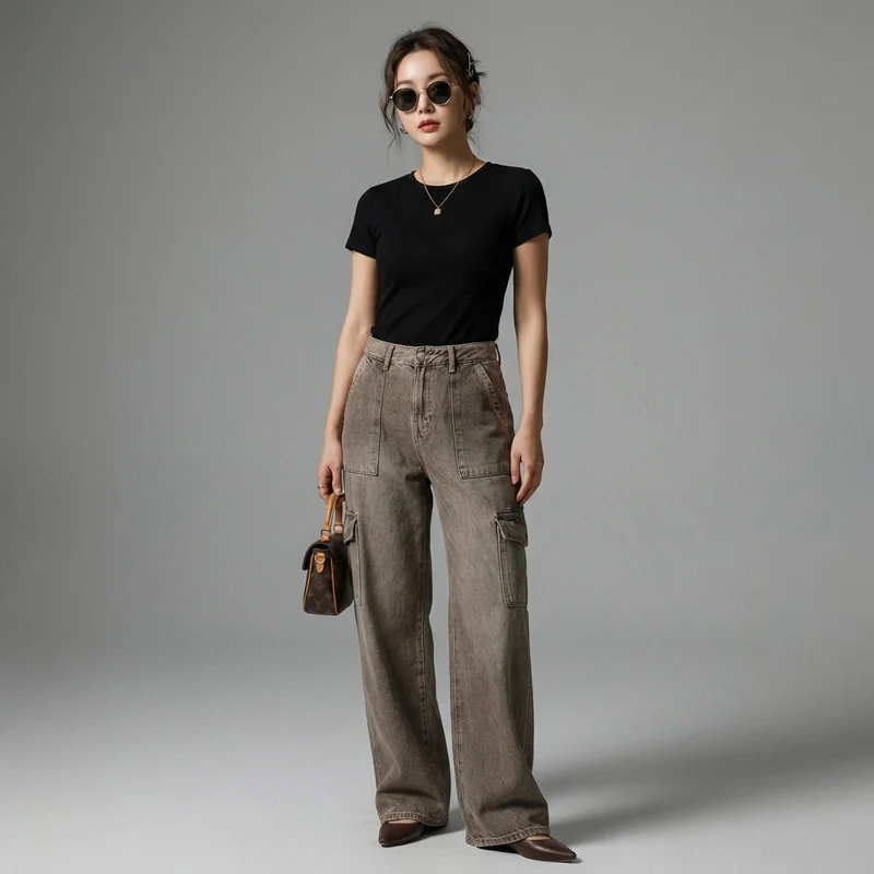 Jean Cargo Taille Haute Y2K